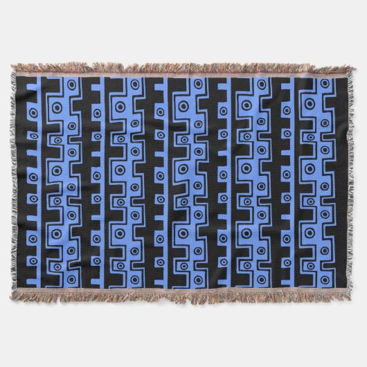 Couverture Tribal Style II - Noir sur Bleu Bébé (Devant)