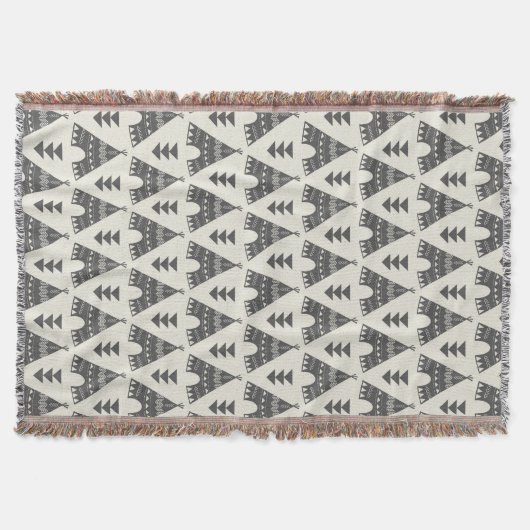 Couverture tribale grise de jet de Teepees (Devant)