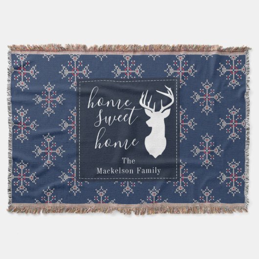 Couverture Tricot de Noël Douille moche Motif Marine (Devant)