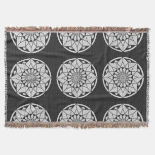 Couverture Tricot Star Mandala noir et blanc