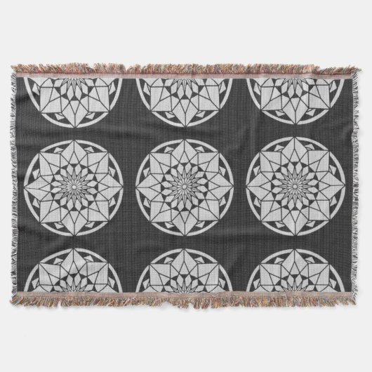 Couverture Tricot Star Mandala noir et blanc (Devant)