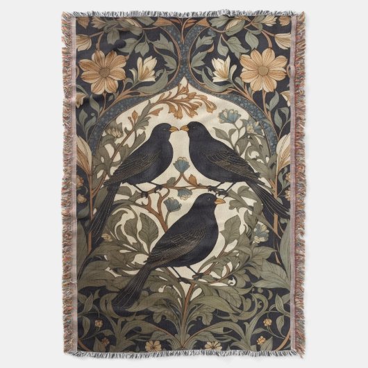 Couverture Trois oiseaux noirs William Morris Inspiré (devant Vertical)