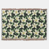 Couverture Tropical continu motif fleurs blanches feuille ver (Devant)