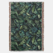 Couverture Tropical Monstera Botanique Vert Jungle Plaid Bla (devant Vertical)