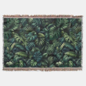 Couverture Tropical Monstera Botanique Vert Jungle Plaid Bla (Devant)