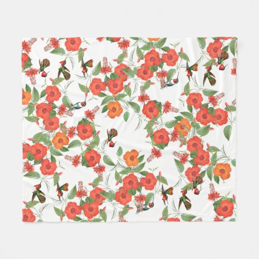 Couverture tropicale d'ouatine de fleurs d'oiseaux (Devant (Horizontal))