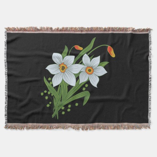 Couverture Tulipes et jonquilles Fleurs Fond noir (Devant)