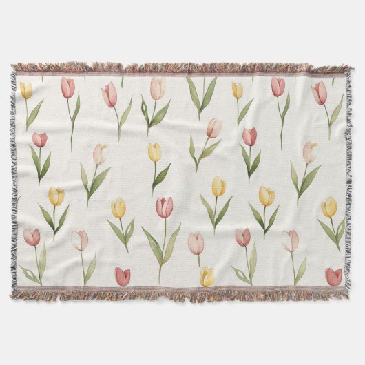 Couverture Tulipes Jonquilles Fleurs Anniversaire Rose Jaune (Devant)