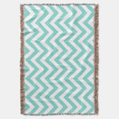 Couverture Turquoise Aqua White Large Chevron ZigZag (devant Vertical)