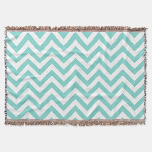 Couverture Turquoise Aqua White Large Chevron ZigZag (Devant)