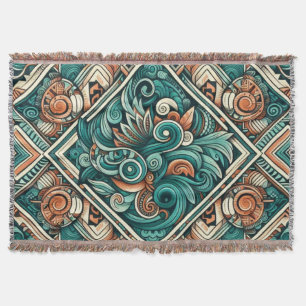 Couverture Turquoise et Motif en terre cuite d'inspiration az