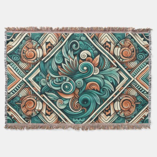 Couverture Turquoise et Motif en terre cuite d'inspiration az (Devant)