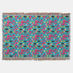 Couverture Turquoise et motif rose de cube
