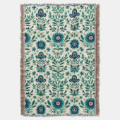 Couverture Turquoise Green Swedish Folk Art Motif (devant Vertical)