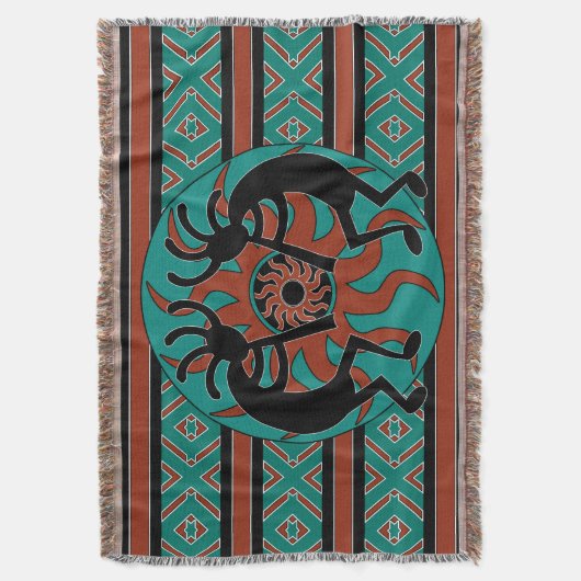 Couverture Turquoise Kokopelli Tribal Design Sud-Ouest (devant Vertical)