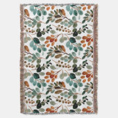 Couverture Turquoise Rust Sage Vert Feuilles Brown Automne (devant Vertical)