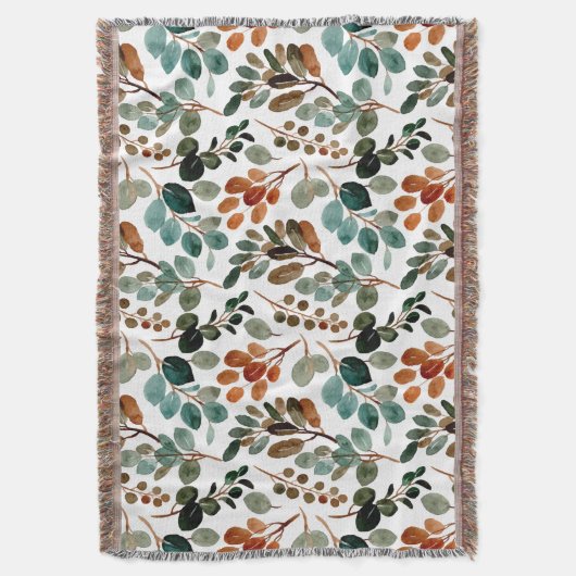Couverture Turquoise Rust Sage Vert Feuilles Brown Automne (devant Vertical)