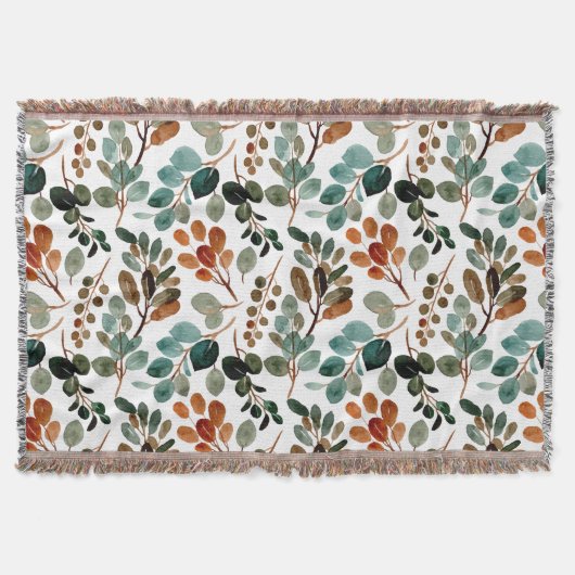 Couverture Turquoise Rust Sage Vert Feuilles Brown Automne (Devant)