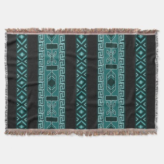 Couverture Turquoise Tribal Aztec Motif Sud-Ouest (Devant)