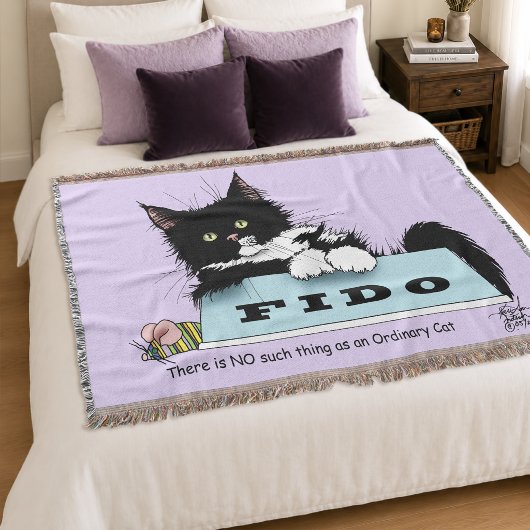 Couverture Tuxedo Chat Drôle Bol de Chien Violet