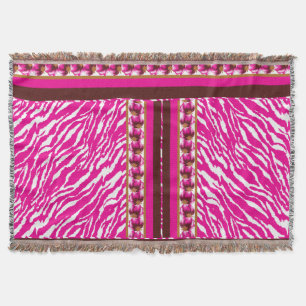 Couverture Un motif floral complexe en rose et blanc, art