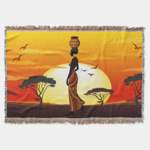 Couverture Une belle femme africaine Silhouette sur les solei
