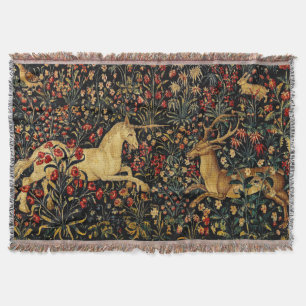 Couverture Unicorne médiévale Midnight Floral Garden
