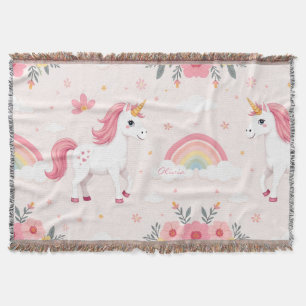 Couverture Unicornes Dreamy, Arcs-en-ciel, Fleurs, Mignonnes