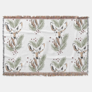 Couverture Vacances Bois Cerf Noël Blanche