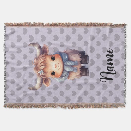 Couverture Vache et coeurs d'hiver mignons (Devant)