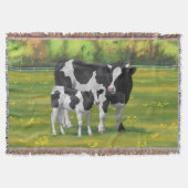 Couverture Vache Holstein et veau mignon en pâturage d'été (Devant)