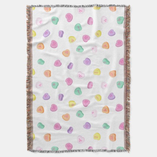 Couverture Valentines Day Candy Hearts Motif Round Coussin (devant Vertical)