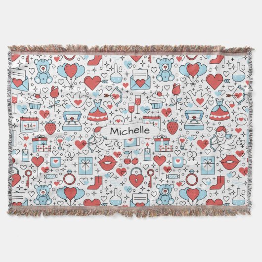 Couverture Valentine's Day Icons personnalisation nom jeter c (Devant)