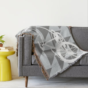 Couverture Vélo moderne vintage motif gris et blanc