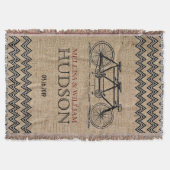 Couverture Vélo Tandem Rétro Zigzag Chevron Cadeau Mariage (Devant)