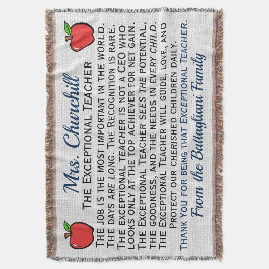 Couverture Version 3 Merci enseignant EXCEPTIONNEL Jeter Thro (devant Vertical)