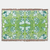 Couverture Vert et blanc Whimsical Romantique Coeurs motif (Devant)