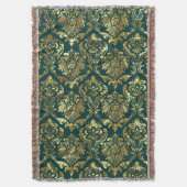 Couverture Vert Et Métallurgique Vintage Damas Florales (devant Vertical)