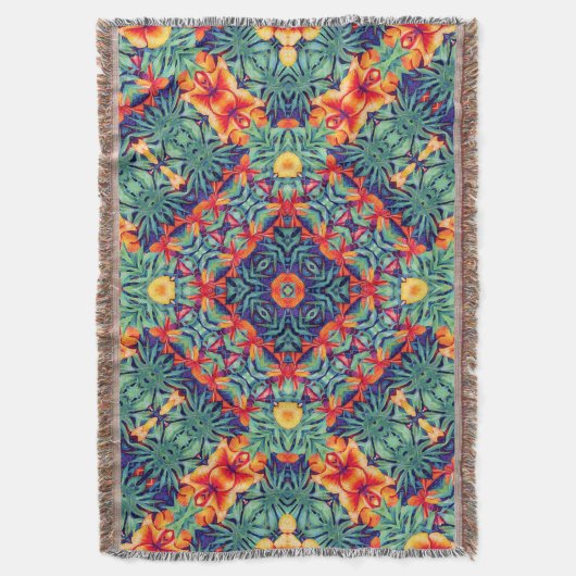 Couverture Vert orange bleu Abstrait Motif tropical (devant Vertical)