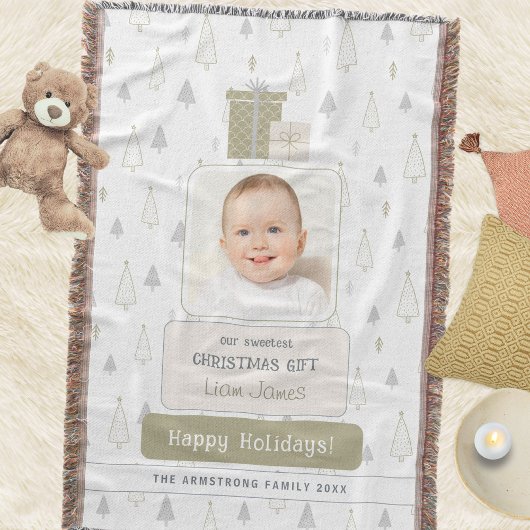 Couverture Vert sauge 1ère photo de Noël de bébé