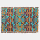Couverture Vert turquoise Turquoise Aqua Blue Orange Tribal A (Devant)