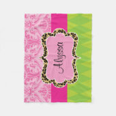 Couverture verte rose de jet de léopard de damassé (Devant)