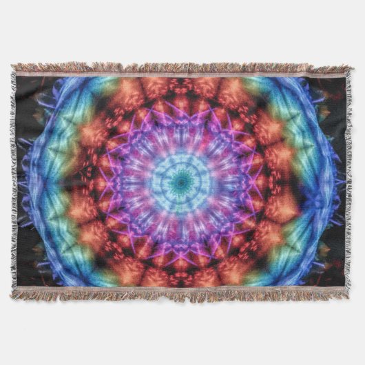 Couverture Vibrant Tie Dye Kaleidoscope Rainbow Mandala (Devant)