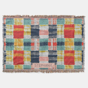 Couverture Vibrant tissé plaid - Retro Boho À damiers Motif