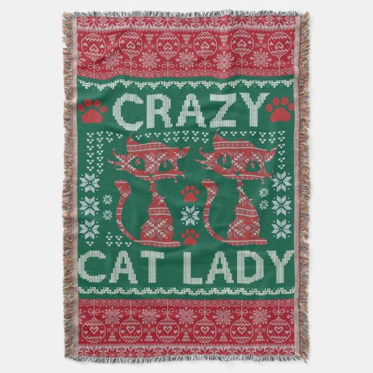 Couverture Vilaine Chat Lady Sweater Blanket cadeau de Noël (devant Vertical)