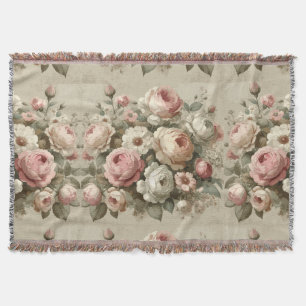 Couverture Vintage anglais Rose Jardin Cottagecore Décor