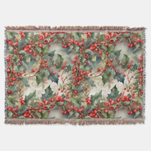 Couverture Vintage aquarelle sainte baies feuilles (Devant)