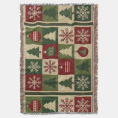 Couverture Vintage, aspect patchwork piqué rustique Noël (devant Vertical)