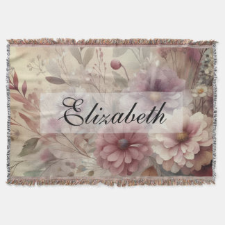 Couverture Vintage Automne fleurs pastel aquarelle peinture
