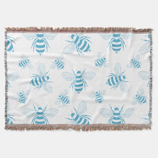 Couverture Vintage Bee Botanical Blue (1) (Devant)